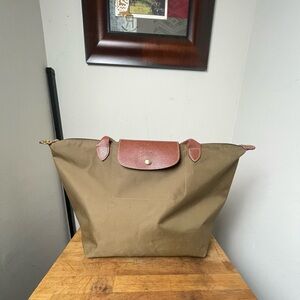 Longchamp Large Tote Bag in Brown and Tan